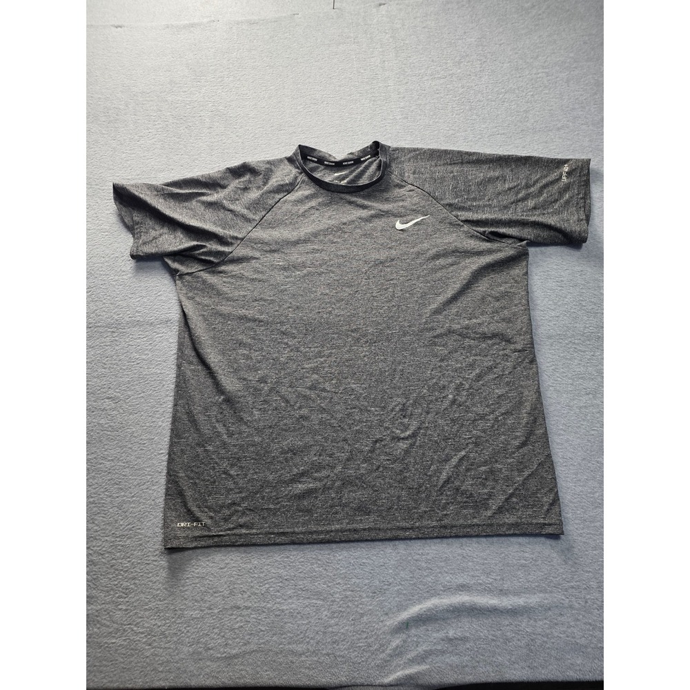 Nike Swim Dri-FIT Shirt Mens XL Gray Heather UPF 40+ Short Sleeve Rash Guard